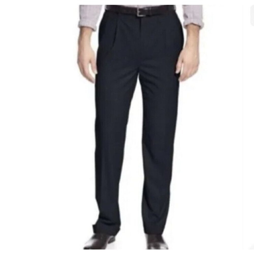 Louis Raphael Tailored Black Cuffed Chino Business Dress Pants Men Size 32 X 30